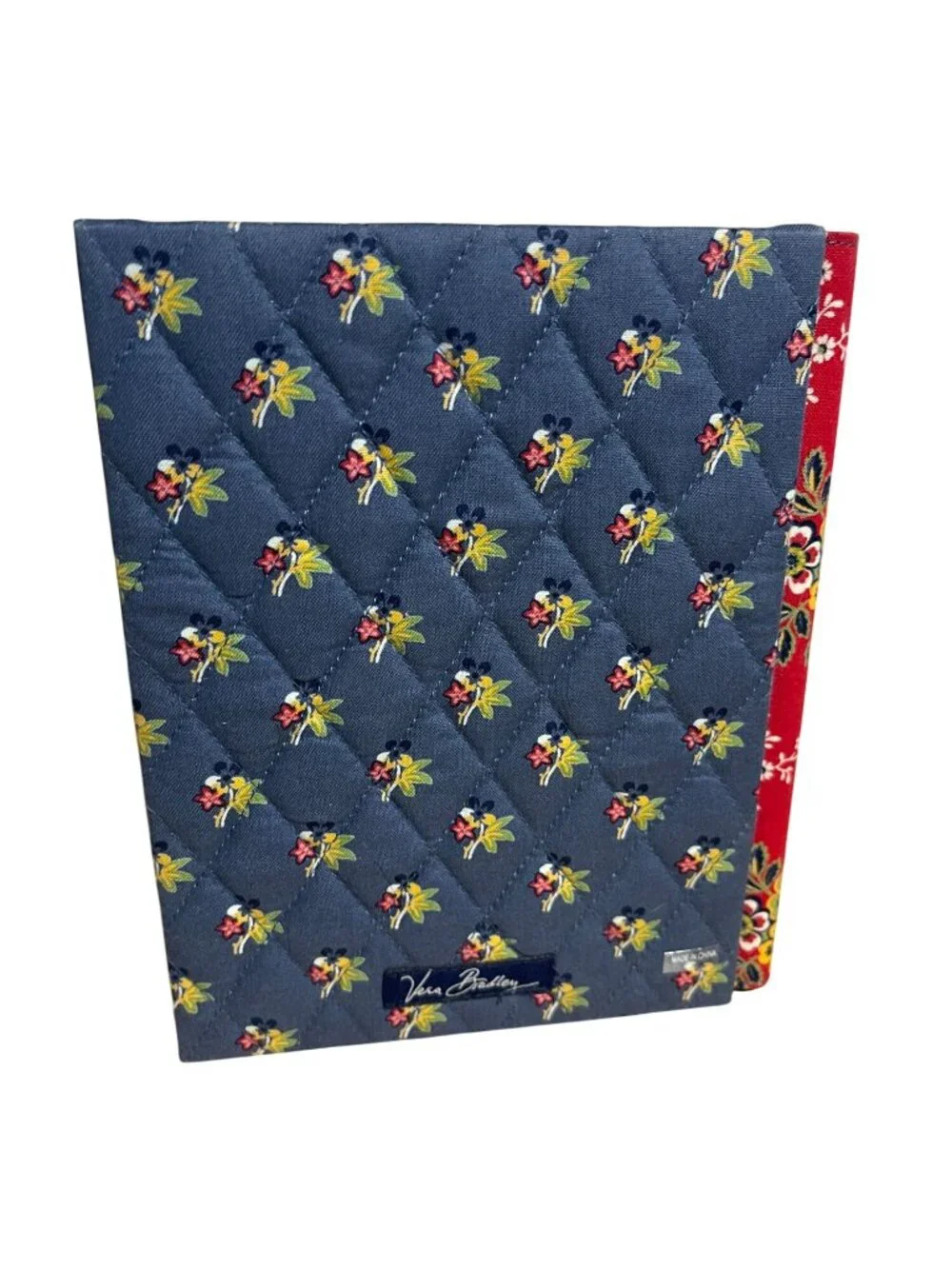 Vera Bradley Quilted Fabric Double Photo Frame Floral Blue Yellow & Red Pattern